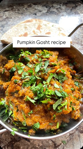 Let’s make Pumpkin Gosht 🎃 aka Pumpkin & Lamb curry. It’s meaty, sweet and spicy. We cook this using different variation of pumpkin and even turnips and it’s really good. What better way to use up your pumpkins after Halloween! Recipe below: 1 cooking pumpkin (approx 1kg) 750g lamb on the bone 2 onions 2 tbsp garlic ginger paste 1 tsp chilli powder 1 tsp garam masala 1 tsp corriander powder 1 tsp cumin seeds Salt & pepper to season 2 tbsp tomato puree 1 cup water #pumpkincurry #pumpkingosht #pu
