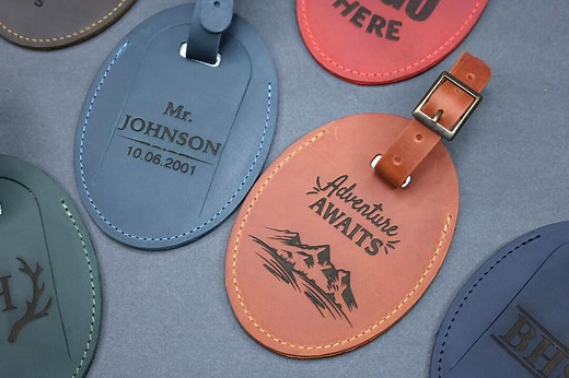 Personalized Leather Luggage Tags, Customizable Engraved Leather Luggage Tag, Personalized With Custom Monogram Name and Initial Travel Gift - Etsy