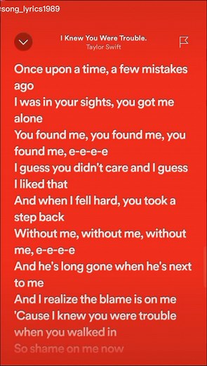 #iknewyouweretrouble #taylorswift #lyrics #fyp | i knew you were trouble