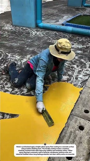 Yellow Epoxy Floor Coating Installation | Durable Industrial Safety Flooring Process