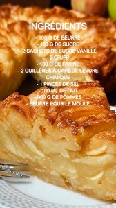 Tarte aux Pommes Express Sans Pâte Cette tarte aux pommes express sans pâte est idéale pour un dessert rapide et délicieux. Avec sa texture moelleuse et ses pommes fondantes, elle ravira petits et grands. Ingrédients : - 100 g de beurre - 150 g de sucre - 2 sachets de sucre vanillé - 2 œufs - 100 g de farine - 2 cuillères à café de levure chimique - 1 pincée de sel - 100 ml de lait - 900 g de pommes - Beurre pour le moule Préparation : 1. Préchauffage du four : - Préchauffez votre four à 180°C (