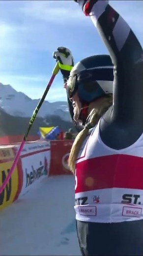 Lindsey Vonn's Finish Celebration in St. Moritz Following 83rd World Cup VICTORY #stifelusskiteam
