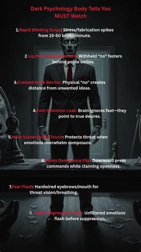 8 Dark Psychology Body Tells You MUST Watch 😈 (Blinks/Lips Exposed) #bodylanguagelies #manipulation