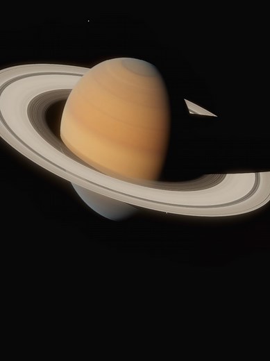 Saturn Moons Overlap: Stunning Perspective View