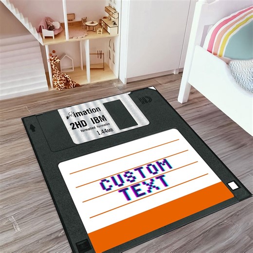 Personalized Floppy Disk Rug, Custom Text Retro Computer Carpet, Vintage Diskette Area Rug, Gamer Room Decor, Y2K Aesthetic Bedroom Rug - Etsy