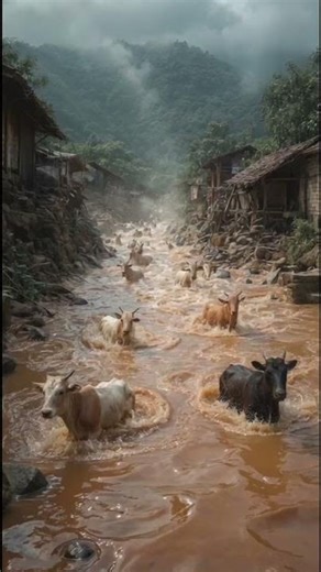 Banjir di sebuah desa #animallovers #jagahutan #lindungialam #shorts