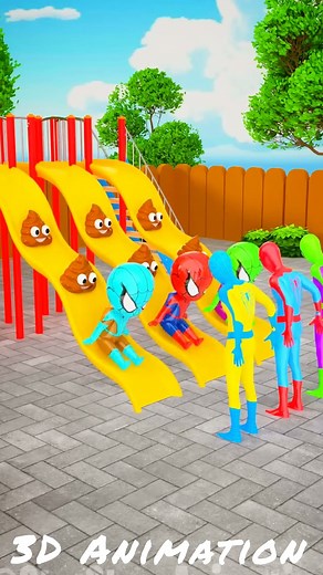 🤣🥺Rainbow Spider-mans Sent Back Rainbow Spidey's To Slide #short#spiderman#gta#slide..