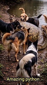 The dogs are playing with a funny python. #animals #python #foryou | Chaina Patra