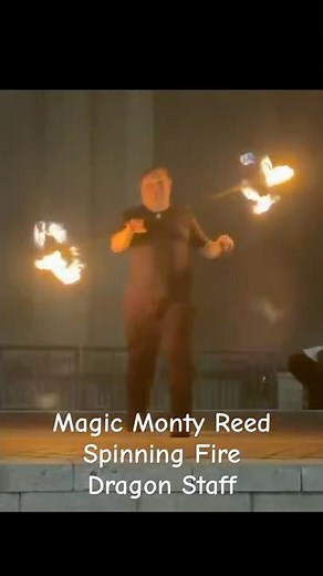 Magic Monty Reed Spinning With Fire Dragonstaff #magicmontyreed #firedancing #jaxfiretrolls