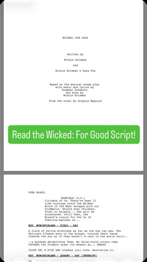 Donavan Rose on Instagram: "Read every moment you saw and didn’t see in @wickedmovie with the official script PDF just released by @universalpictures! From the moments we loved to the ones we questioned the absence of, see how they would’ve played out in the script! #wicked #wickedforgood #wickedmovie #wizardofoz #oz #wickedthemusical #glinda #elphaba #universalpictures #script #wickedmusical #wickedscript"