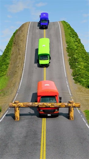 Mixed Colorful School Buses Vs Log Trap BeamNG.Drive