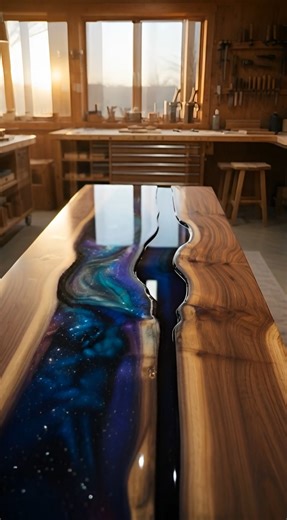 Epoxy Galaxy Design Table #shorts #youtubeshorts #epoxy