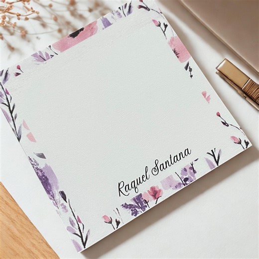 Personalized Flowered Sticky Notes | Custom Notepad Pack of Six (6) - Etsy