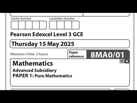 AS Level Maths Edexcel May 2025 Paper 1 Exam Walkthrough | 8MA0/01