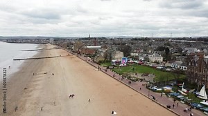 Portobello Beach view, Edinburgh, Scotland. Portobello is a coastal suburb of Edinburgh in eastern central Scotland.