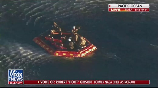 One by one, all four Artemis II astronauts are now being airlifted from the recovery raft by helicopter.The post-splashdown extraction is now underway as the crew begins the final leg of their journey home.FOX: “Well, it looks like the first extraction will be taking place, all four astronauts, you can see them right there they’re at the front part of the screen it looks like right now.”“And there you go, one by one you will see them airlifted onto that helicopter and on their way eventually bac