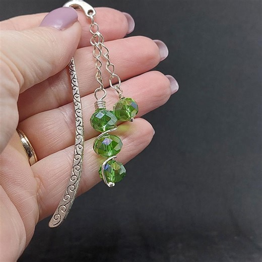 Peridot Metal Bookmark: Wire Wrapped Design, Handmade - Etsy