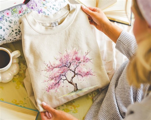 Vintage Spring Sakura Tree Sweatshirt, Cherry Blossom Sweater, Japanese Aesthetic Tops, Japan Flower Tops, Gift for Cherry Tree Lover - Etsy