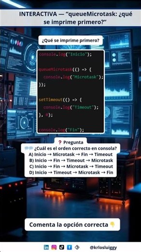 INTERACTIVA — “queueMicrotask: ¿qué se imprime primero?”