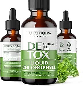 Liquid Chlorophyll Drops 50mg: Vegan Chlorophyll Liquid Drops for Natural Energy Boost, Immune Support, Body Detox for Skin Care, Internal Deodorant | Mint Flavor, Non-GMO, Gluten Free Total Nutra 2oz