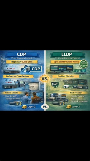 CDP (Cisco Discovery Protocol) VS LLDP (Link Layer Discovery Protocol). Check the comments for more details👇👇👇 | Gate Corp.
