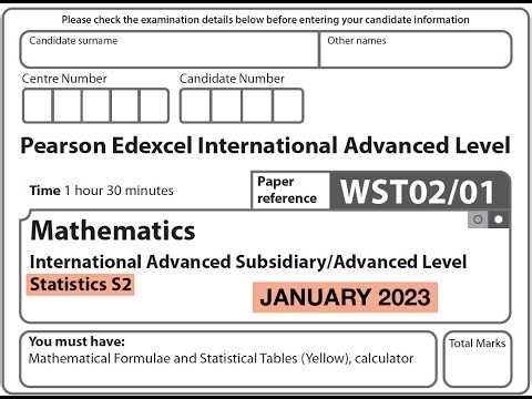 Edexcel IAL Maths - Statistics S2 - January 2023