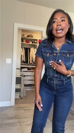 Denim Flare Jumpsuit Try-On — Snatched & Retro Chic