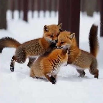 Cute Baby Fox Playing in the Snow ❄️ | Adorable Winter Wildlife Moments ep3