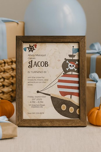 Pirate Ship Birthday Invitation: Editable Ahoy Matey Template (digital Download) - Etsy