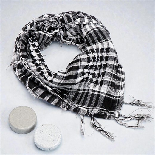 Black & White Tactical Shemagh Scarf – Desert Arab Head Wrap With Tassels - Etsy
