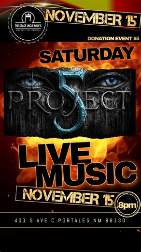 Project 5 Live Saturday Night at The Stage Uncle Mike's. All Ages Show Doors at 7:30 Show at 8:00 | Philmusicinc