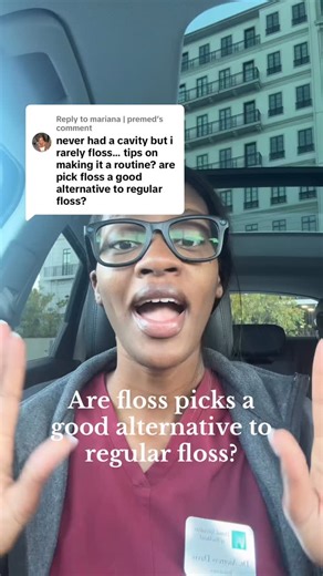 Floss picks or regular floss? Which is better ✍ here’s my response on TT! I rarely share longer, educational videos over here BUT that’s about to change because oral health is so important and this video might reach someone who hasn’t been to the dentist in years! #dentist #periodontist #floss #teeth | Aierress Davis | Facebook