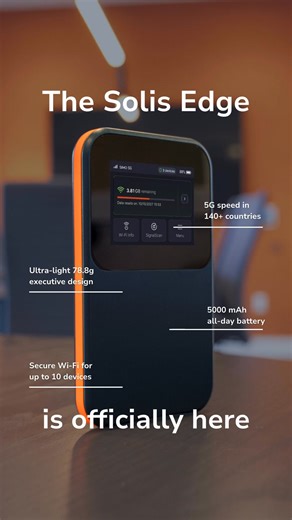 Today is official launch day for our Solis Edge.  Slim, sleek, secure. 5G coverage in 140+ countries and only 78.8 grams, making it perfect for executive and frequent travelers. Order now from our shop or www.simo.co | MySolisWifi | Facebook