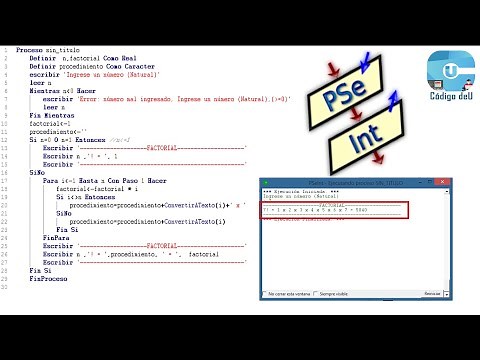 Como calcular el FACTORIAL de un número en PSeInt.