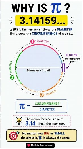 "Why Is π (Pi) Always 3.14159? 🤯 The Easiest Explanation Ever!"#Pi # geometry #circle