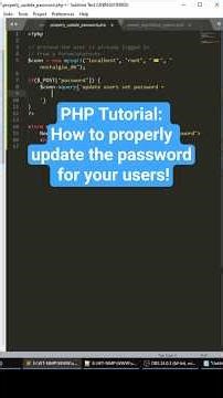 PHP Tutorial: How to properly update the password for your users! #coding