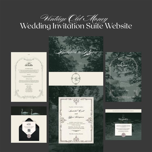 Wedding Website Canva Template, Editable Vintage Wedding Website, Old Money Custom Wedding Web, Digital Wedding Website, Digital Download - Etsy