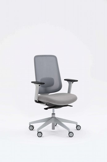 Task One Grey Office Chair - With Arms & Fog Seat - Slouch