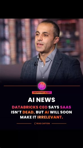trendinghaiyar on Instagram: "| Databricks CEO Ali Ghodsi addressed widespread fears that AI will kill SaaS. He argued SaaS isn't dead—AI actually boosts usage of existing systems (e.g., Databricks' data warehouse via natural language queries in Genie). However, AI (especially agentic models and LLMs) will soon make traditional SaaS irrelevant by replacing specialized user interfaces with conversational/natural language access, eroding the "moat" of trained expertise (e.g., Salesforce/SAP specia