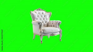 armchair and chair green screen animation motion graphic with chroma key clip template 4k Background. Easy removed green screen. High resolution. Ultra High Definition, 4k video.