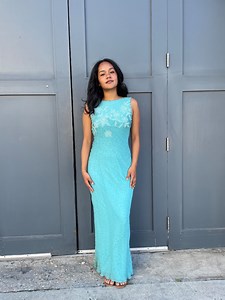 Belle robe de bal vintage en soie et perles Danza - Etsy France