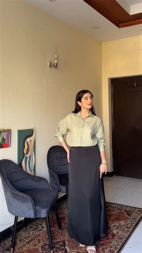 Nimrah Waseem Saleemi on Instagram: "X @robesstore.pk PR @vitalmediaco . . . [ fashion reel, skirts, sets, outfits, black skirt, sage green shirt, explore, styling, viral video, baddie outfit, satin skirt, modest outfit, Pinterest coded, aesthetic, Pakistani fashion, causal look, street wear, brown girl friendly, for you page ] #explore #dailyfits #streetstyle #blacksatinskirt #foryoupage"