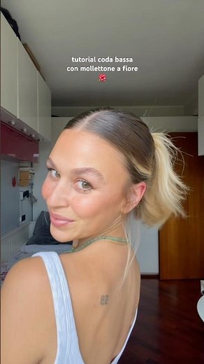 TUTORIAL // coda bassa con mollettone a fiore🌺 #hair #hairstyle #hairtutorial