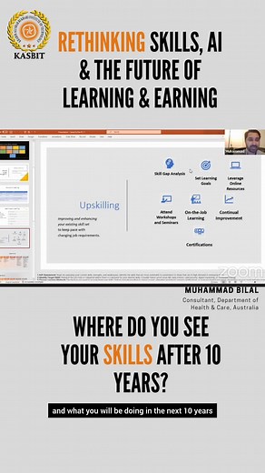 1.5K views · 13 reactions | Watch this reel, and envision your skills in 10 years. By conducting a skill gap analysis, where do you currently stand and where would you like to be in the future? #KASBIT #webinar #reels #onlinelearning #education #skills #fyp | KASB Institute of Technology | Facebook