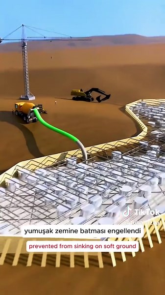 Burj Khalifa’nın temeli, her biri 50 metre derinliğe sahip 192 dev kazıkla destekleniyor. Özel beton karışımıyla oluşturulan temel plakası, binanın ağırlığını yumuşak zemine eşit şekilde dağıtıyor. Jeoteknik verilerle yapılan uzun vadeli analizler sayesinde yapı zamanla çökmüyor, dengede kalıyor. —————————————————————————— Burj Khalifa stands on 192 massive piles, each 50 meters deep. A specially engineered concrete raft distributes the tower’s weight evenly on soft soil. Thanks to long-term geo