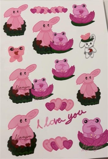 Valentine’s Day Themed Sticker Sheet Bunny&froggy - Etsy