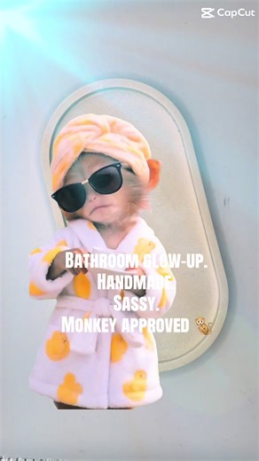 Bathroom glow-up. Handmade. Sassy. Monkey approved 🐒 #fyp #handmade #etsyorders #smallbusinessuk #saturday