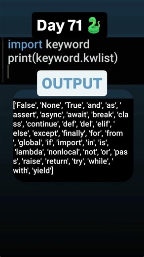 Keywords using Python #python #pythonforbeginners #pythontutorial #pythontricks #pythonprogramming