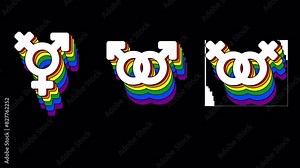 LGBT Animated Symbols. The colors of the rainbow flag symbolize same-sex relationships and the gay, lesbian and bisexual community. Ideal for video content and videos celebrating LGBTQ pride.