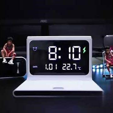 Découvrez le Chargeur Sans Fil 4-en-1 : Lampe, Réveil, Thermomètre et Plus !